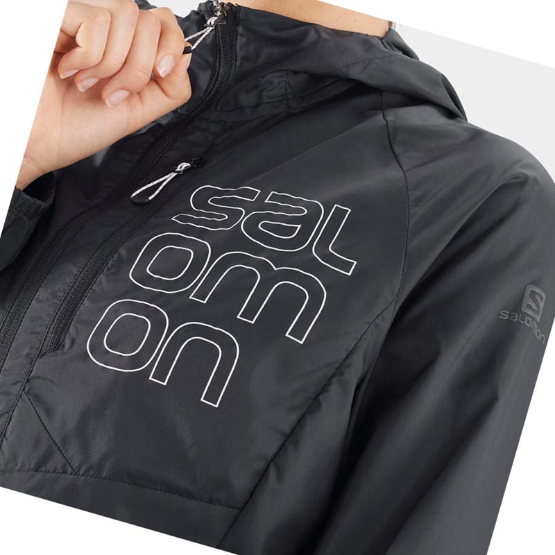 Women's Salomon BONATTI CROSS WIND WINDBREAKERS Jackets Black | 57089-ITEZ