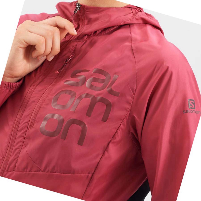 Women's Salomon BONATTI CROSS WIND WINDBREAKERS Jackets Red | 71392-HJNS