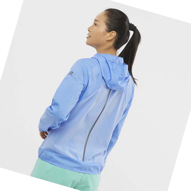 Women's Salomon BONATTI CROSS WIND WINDBREAKERS Jackets Blue | 74015-VQCB