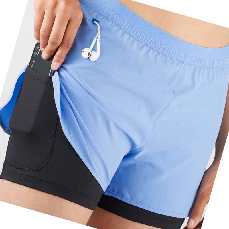 Women's Salomon CROSS 2IN1 Shorts Blue | 23064-OBHA