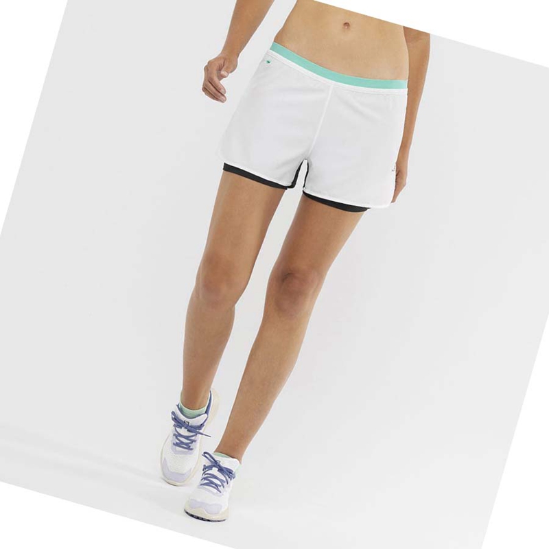 Women's Salomon CROSS 2IN1 Shorts White | 03482-MKWN