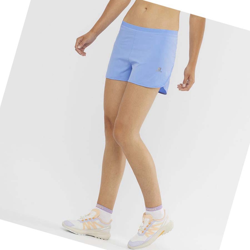 Women's Salomon CROSS 3'' Shorts Blue | 64527-OHRX