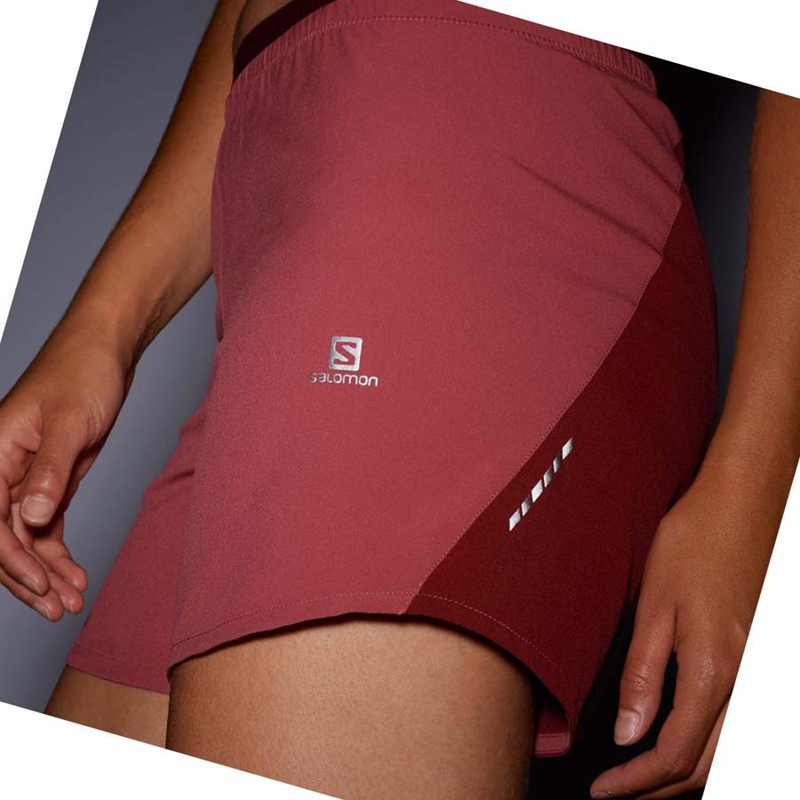 Women's Salomon CROSS 5'' Shorts Red | 09764-QDAE