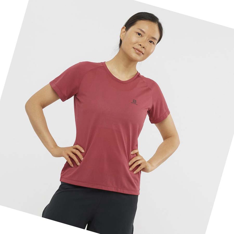 Women's Salomon CROSS REBEL T Shirts Red | 31894-VFMU