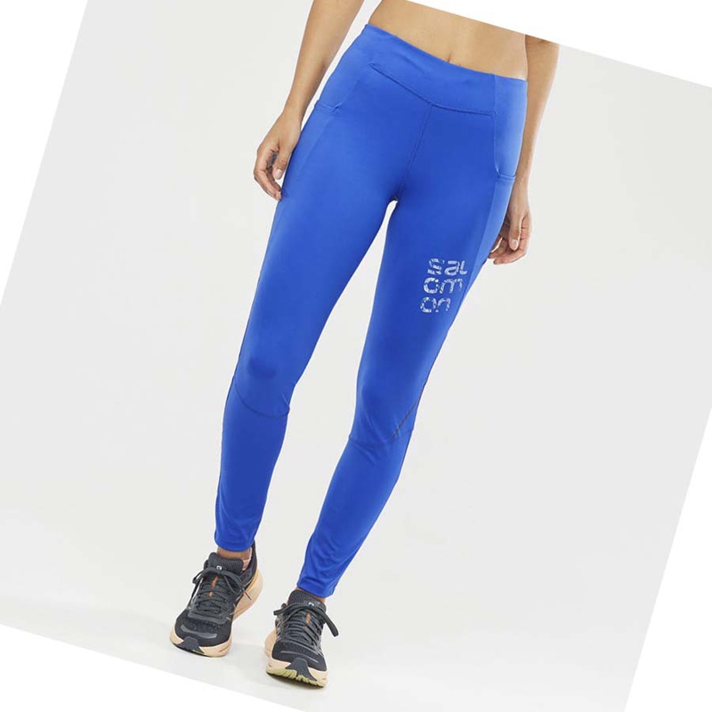 Women's Salomon CROSS RUN 28'' Pants Blue | 64209-ROSH