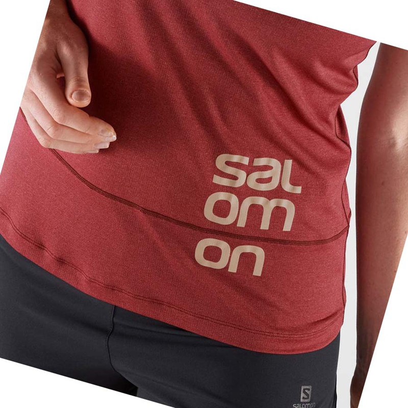 Women's Salomon CROSS RUN GRAPHIC T Shirts Red | 61390-FTJE