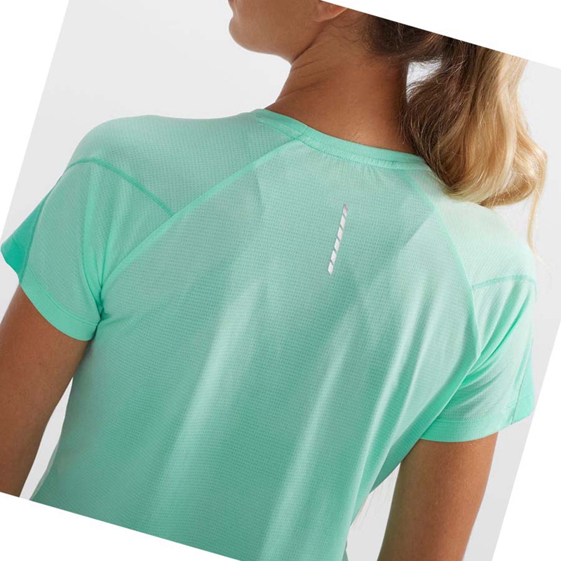 Women's Salomon CROSS RUN T Shirts Green | 13840-EBOC