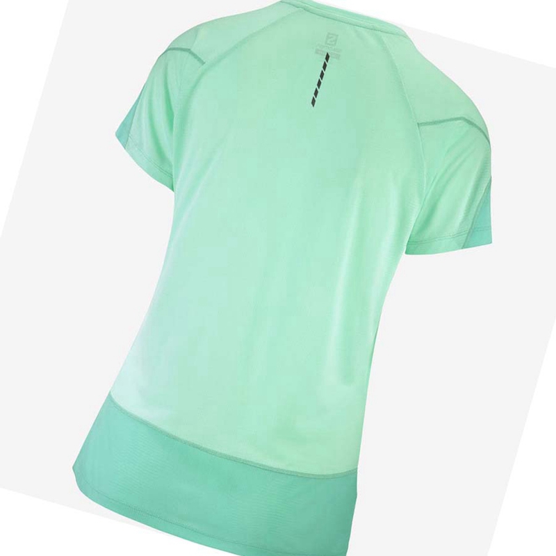 Women's Salomon CROSS RUN T Shirts Green | 13840-EBOC