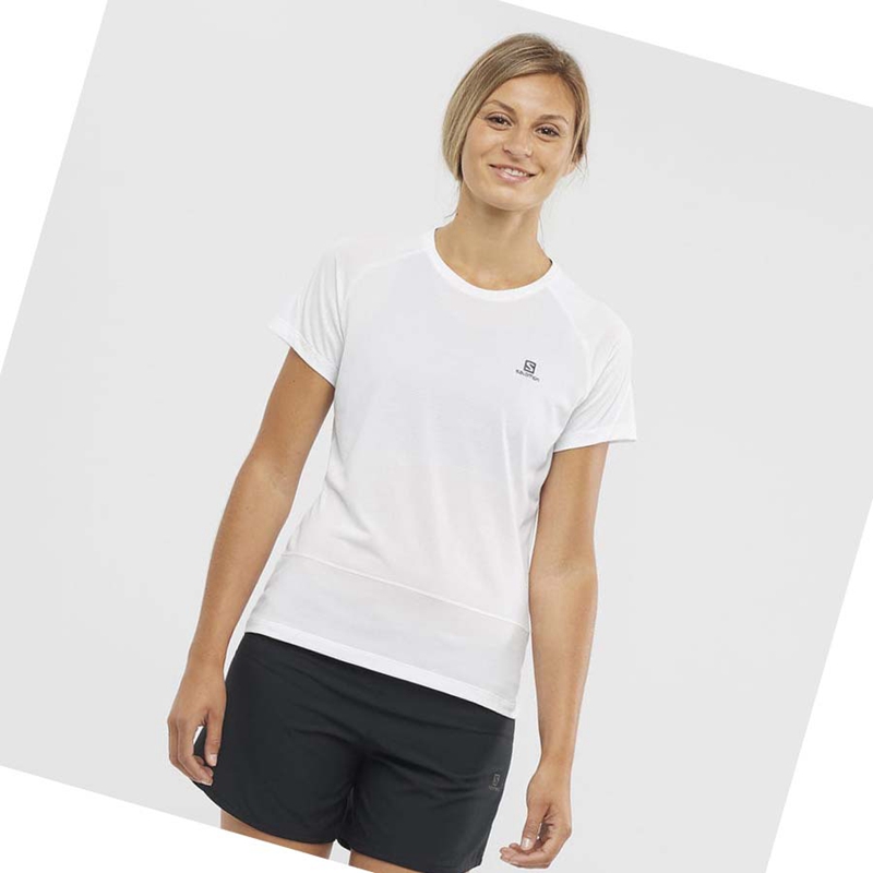 Women's Salomon CROSS RUN T Shirts White | 14530-TURY