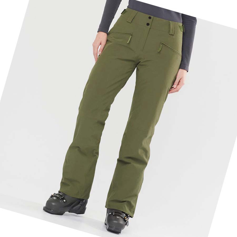 Women's Salomon EDGE Ski Pants Olive | 52109-XFLD