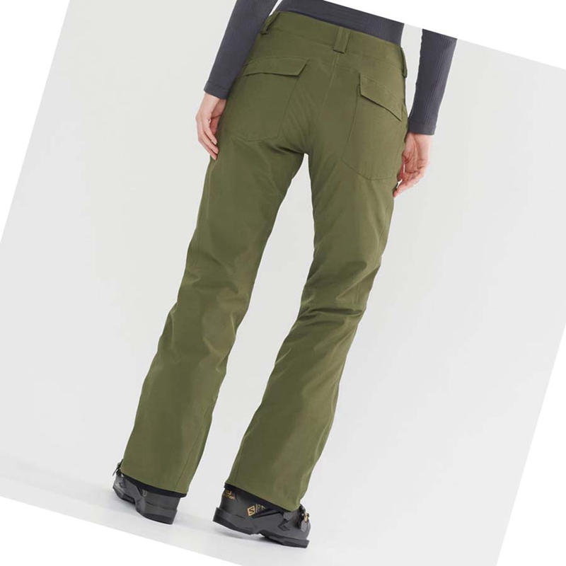 Women's Salomon EDGE Ski Pants Olive | 52109-XFLD