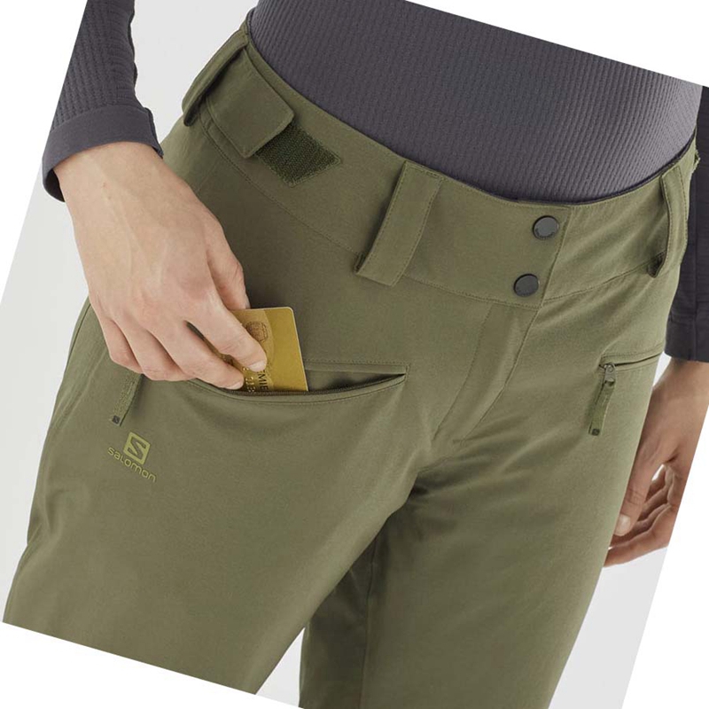 Women's Salomon EDGE Ski Pants Olive | 52109-XFLD