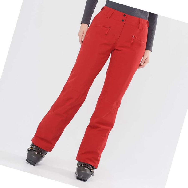 Women's Salomon EDGE Ski Pants Red | 67398-UPYR