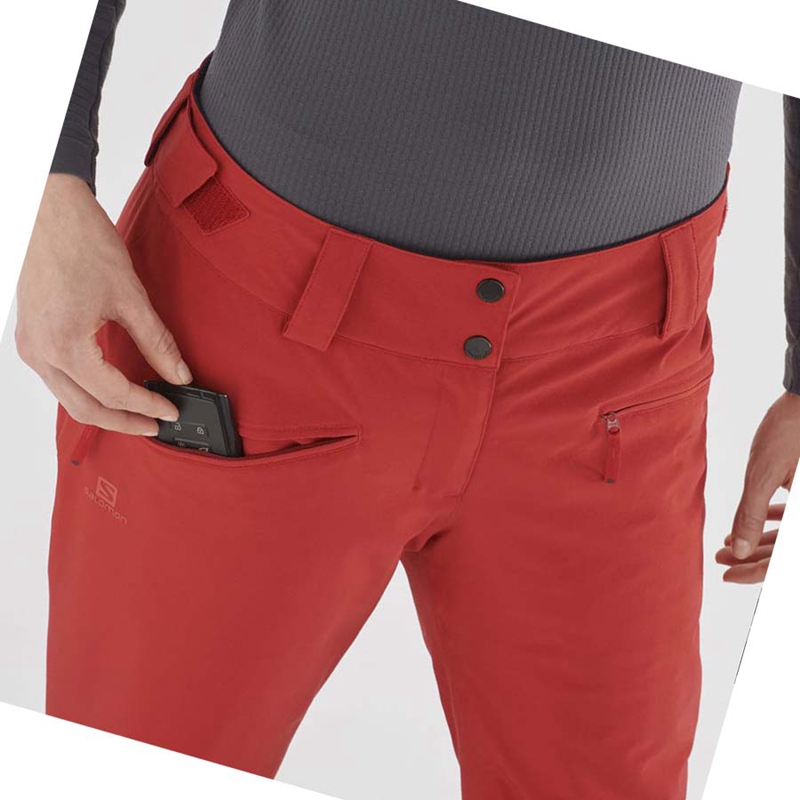 Women's Salomon EDGE Ski Pants Red | 67398-UPYR