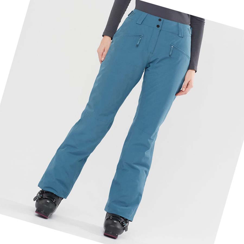 Women's Salomon EDGE Ski Pants Turquoise | 70125-WIBS