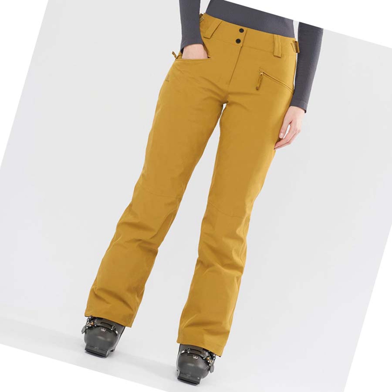 Women's Salomon EDGE Ski Pants Yellow | 06253-EVQR