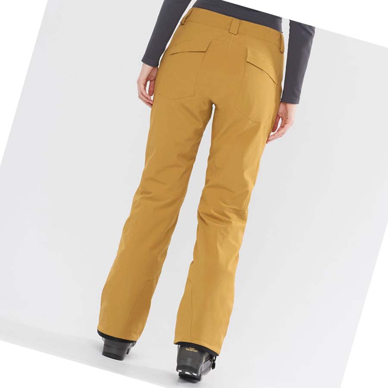 Women's Salomon EDGE Ski Pants Yellow | 06253-EVQR