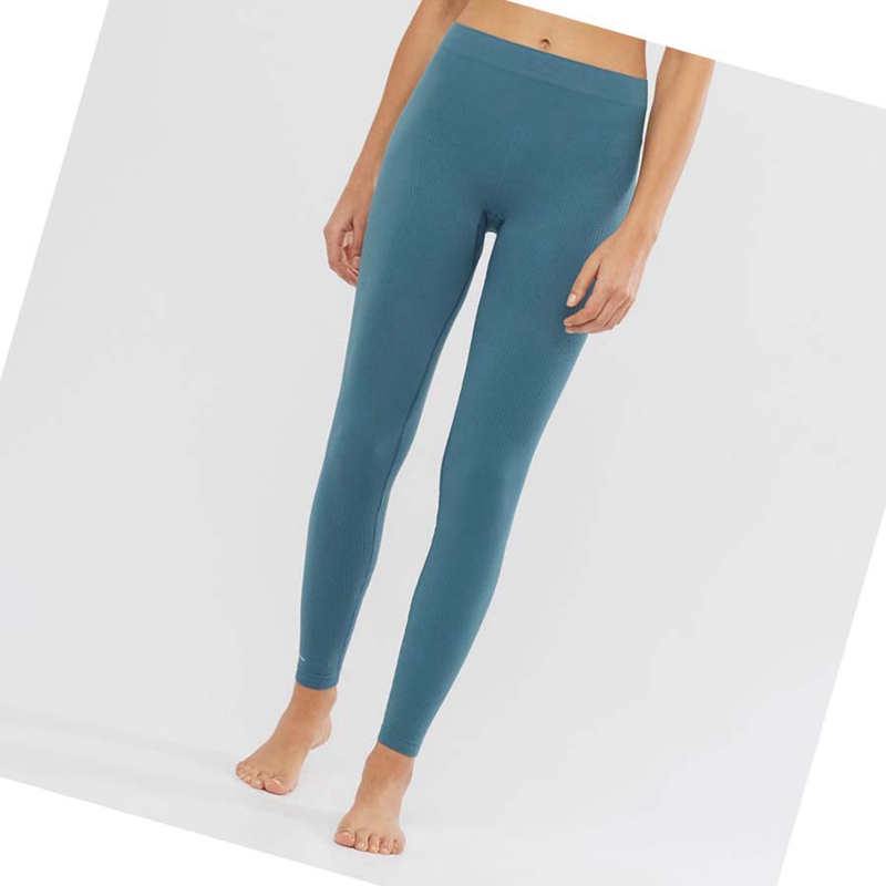 Women's Salomon ESSENTIAL SEAMLESS Pants Blue | 12968-ZJVH