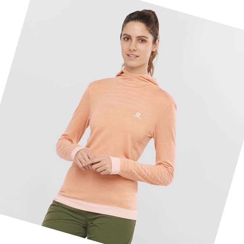 Women's Salomon ESSENTIAL WOOL T Shirts Beige | 61207-XPBQ