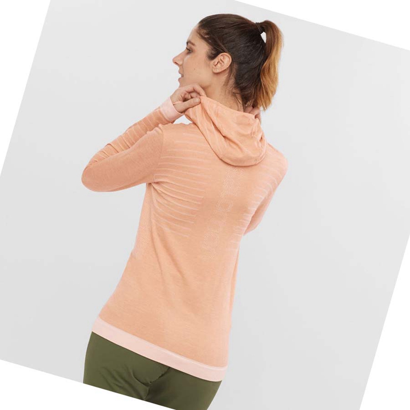 Women's Salomon ESSENTIAL WOOL T Shirts Beige | 61207-XPBQ