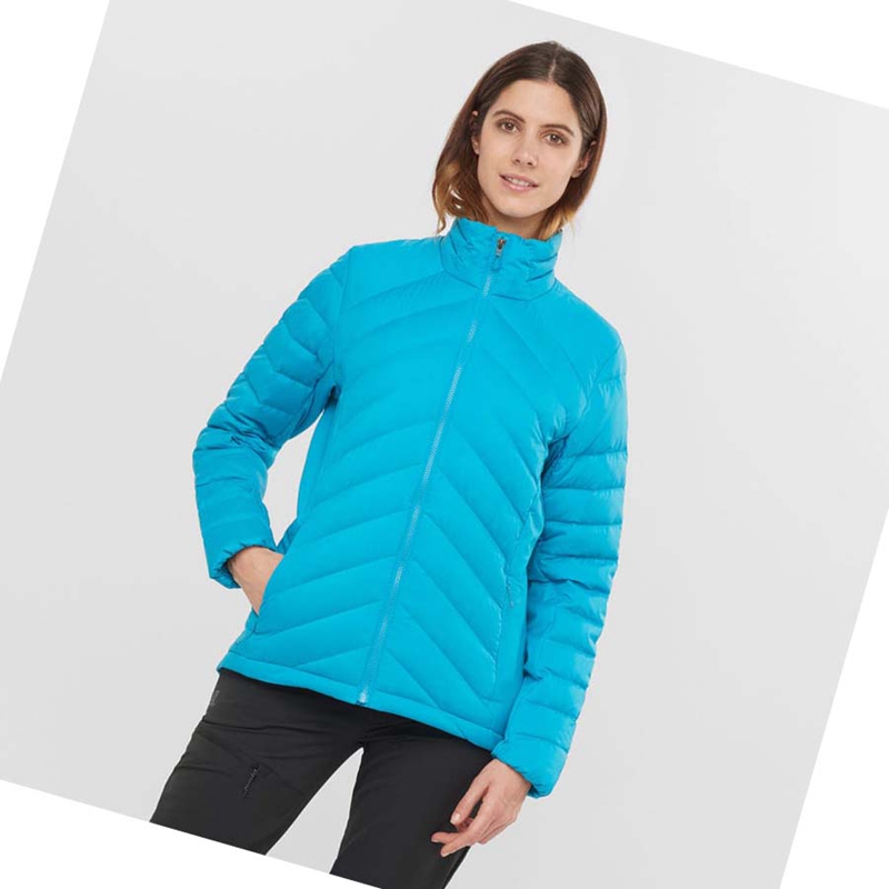 Women's Salomon ESSENTIAL XWARM DOWN INSULATED Jackets Blue | 38615-HNSX