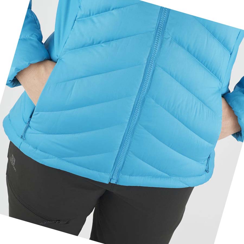 Women's Salomon ESSENTIAL XWARM DOWN INSULATED Jackets Blue | 38615-HNSX