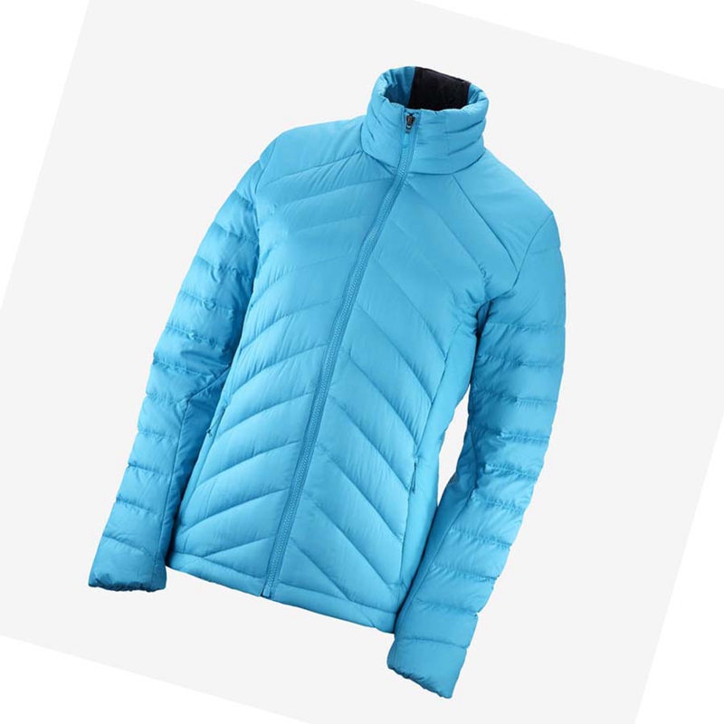 Women\'s Salomon ESSENTIAL XWARM DOWN INSULATED Jackets Blue | 38615-HNSX