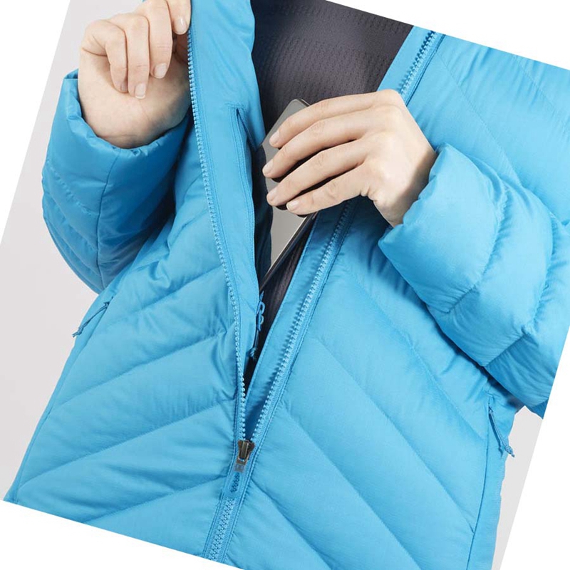 Women's Salomon ESSENTIAL XWARM DOWN INSULATED Jackets Blue | 67243-ZJND