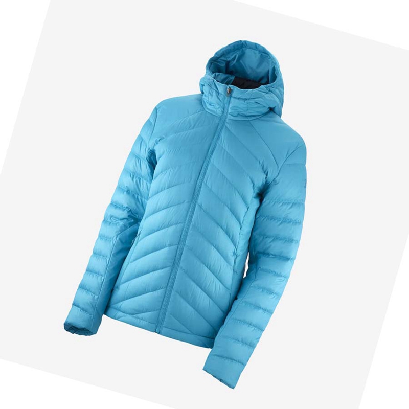 Women\'s Salomon ESSENTIAL XWARM DOWN INSULATED Jackets Blue | 67243-ZJND