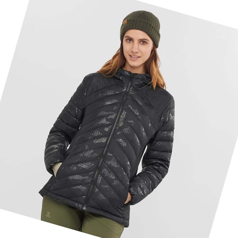 Women's Salomon ESSENTIAL XWARM DOWN INSULATED Jackets Black / Black | 84672-JQTO