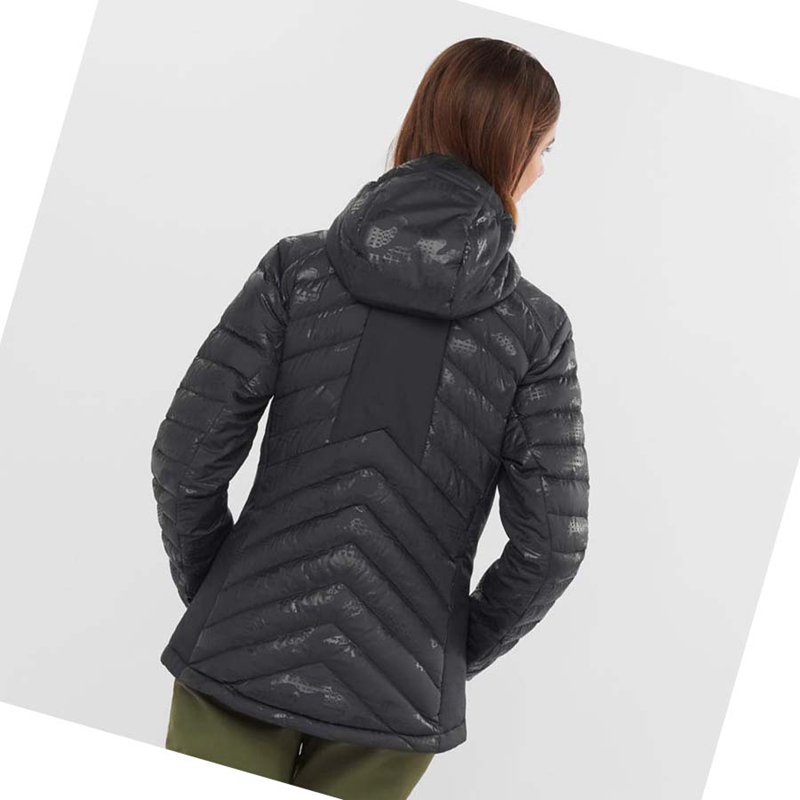 Women's Salomon ESSENTIAL XWARM DOWN INSULATED Jackets Black / Black | 84672-JQTO