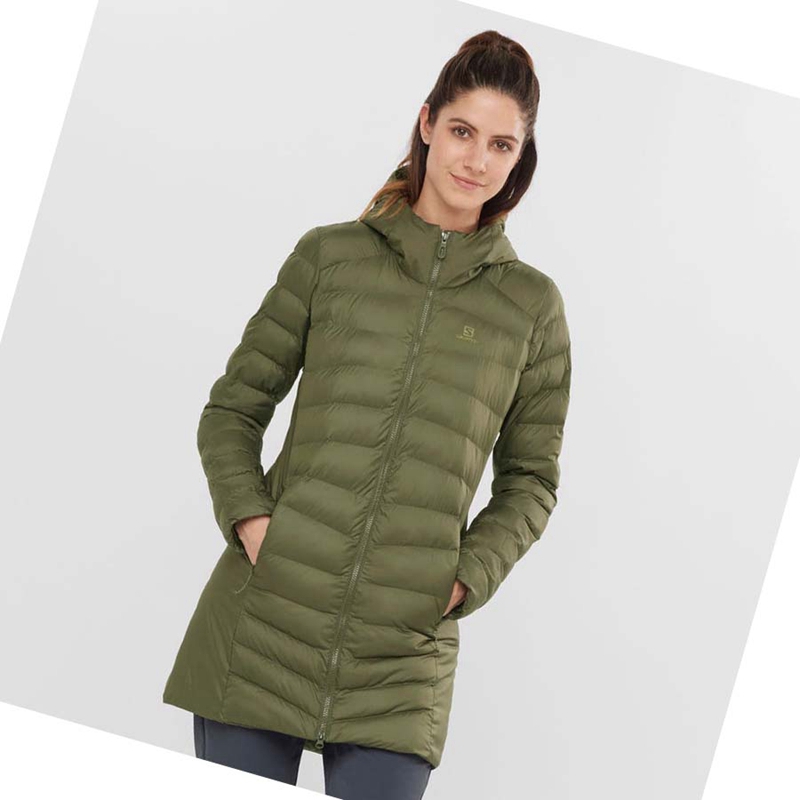 Women's Salomon ESSENTIAL XWARM LONG INSULATED Jackets Olive | 39056-OTCV