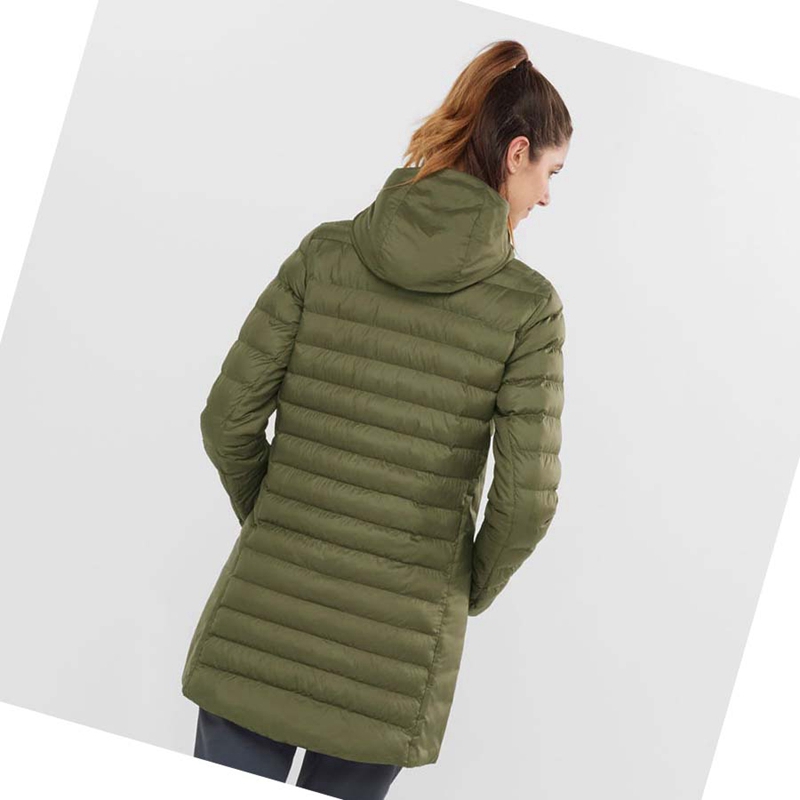 Women's Salomon ESSENTIAL XWARM LONG INSULATED Jackets Olive | 39056-OTCV