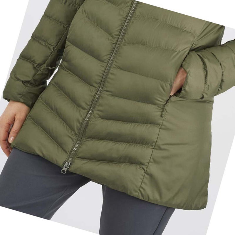 Women's Salomon ESSENTIAL XWARM LONG INSULATED Jackets Olive | 39056-OTCV