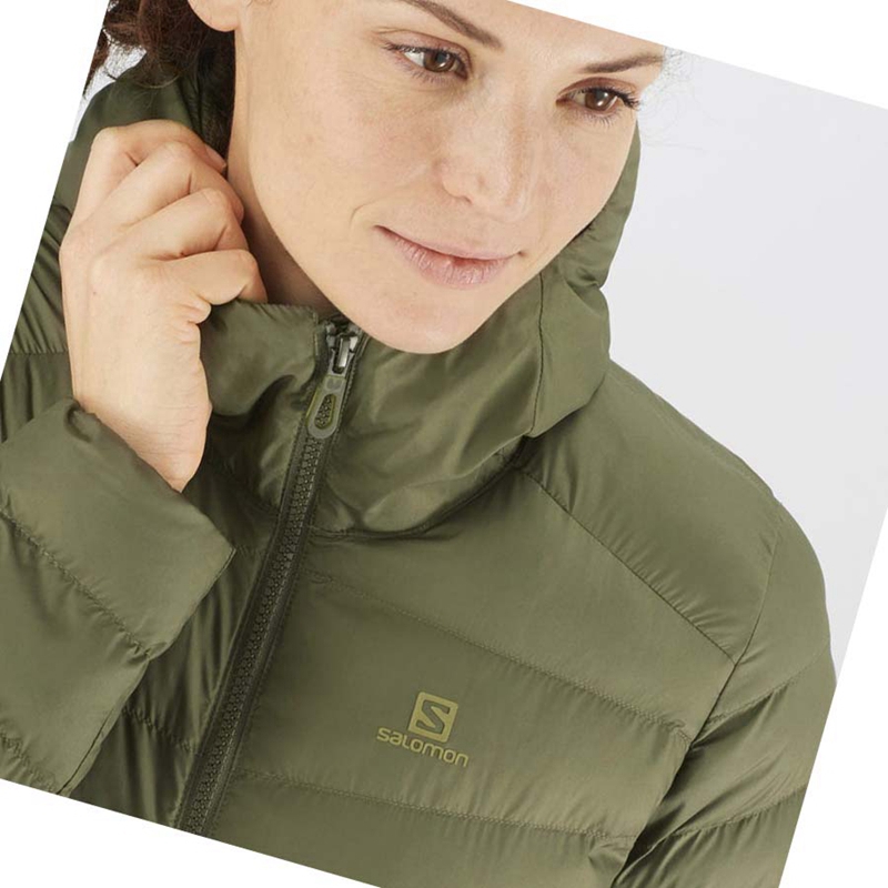 Women's Salomon ESSENTIAL XWARM LONG INSULATED Jackets Olive | 39056-OTCV