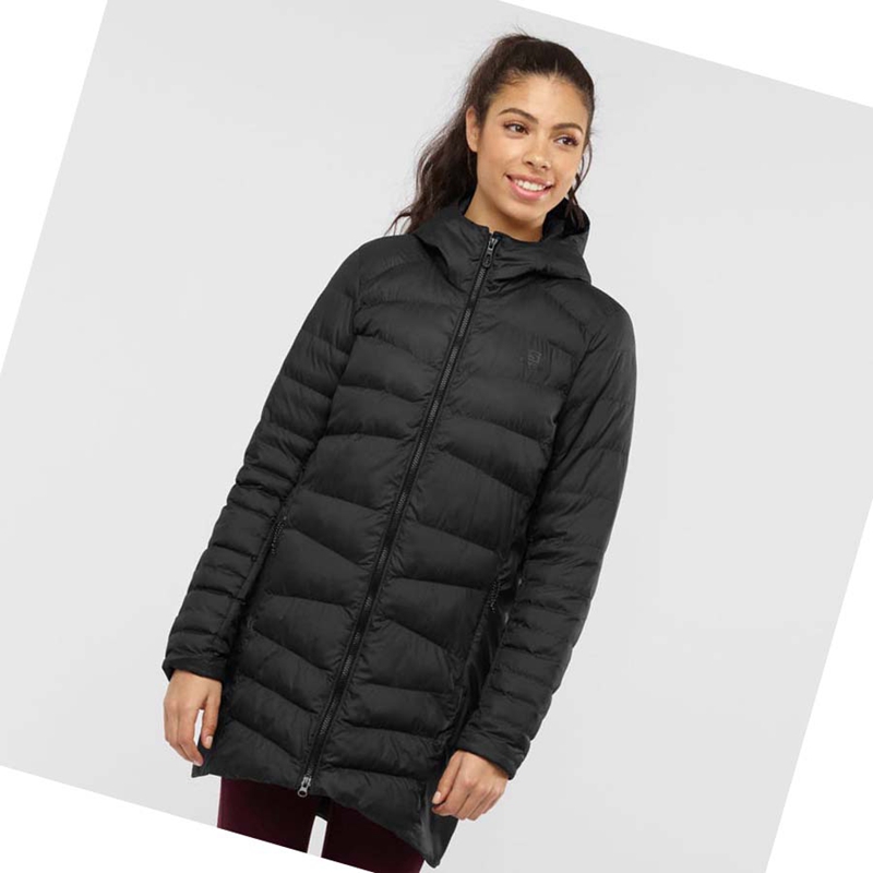 Women's Salomon ESSENTIAL XWARM LONG INSULATED Jackets Black | 39652-VEFH