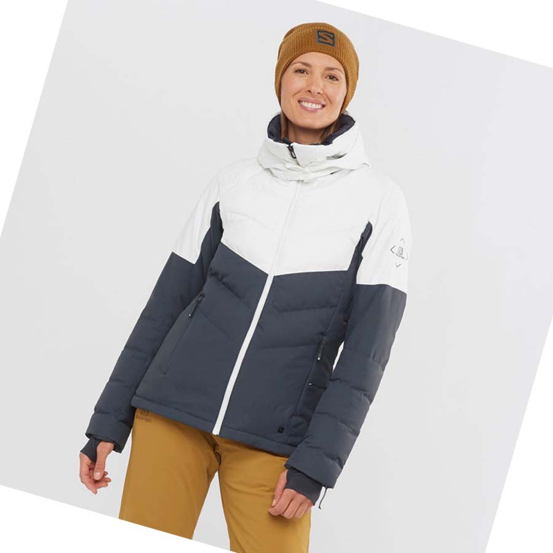 Women's Salomon NEW PREVAIL Ski Jackets Black / White | 31856-NJAM