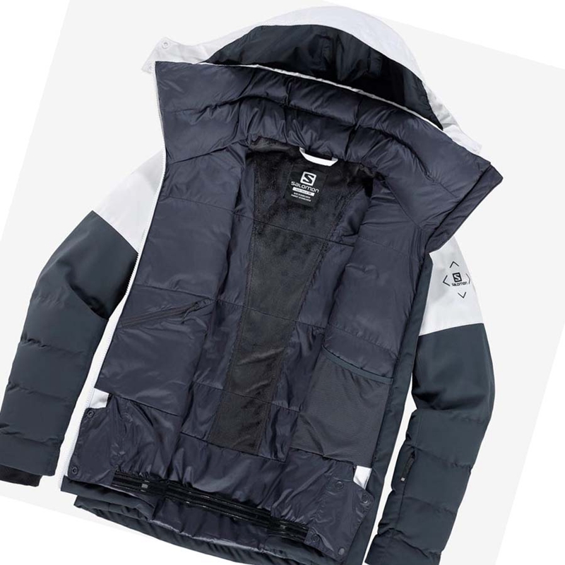 Women's Salomon NEW PREVAIL Ski Jackets Black / White | 31856-NJAM