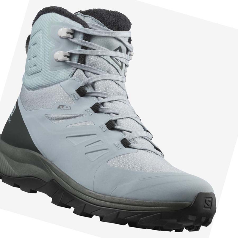 Women's Salomon OUTBLAST THINSULATE™ CLIMASALOMON™ WATERPROOF Winter Boots Blue | 41385-CYWI