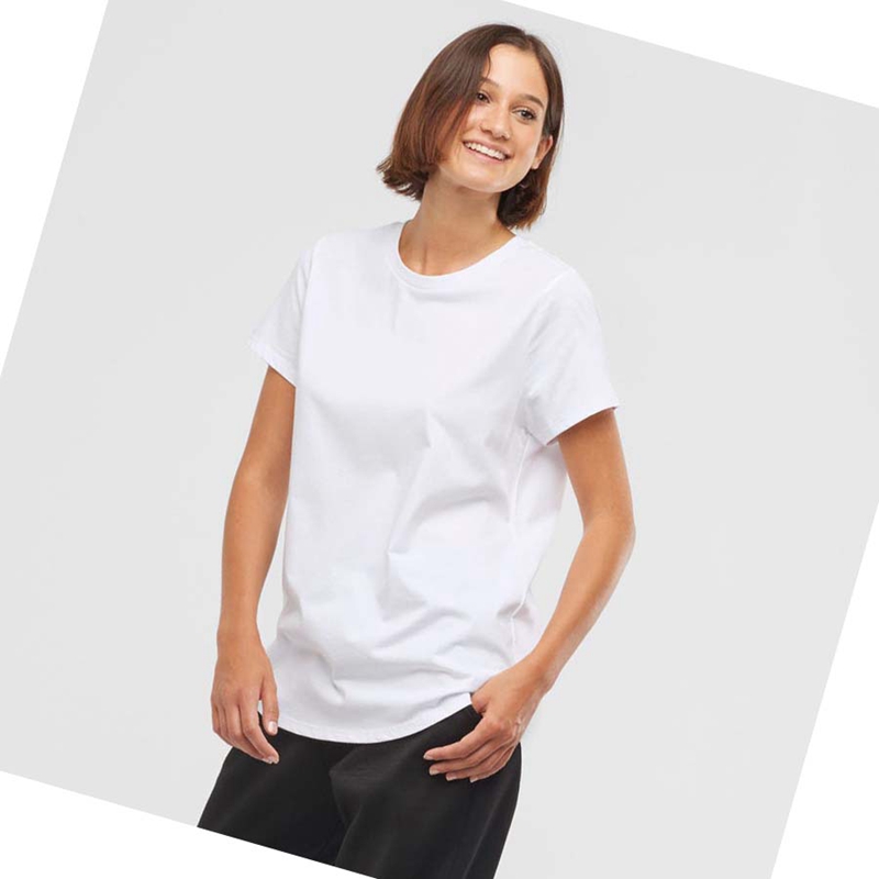 Women's Salomon OUTLIFE SCOOP HEM TEE W T Shirts White | 10763-YURZ