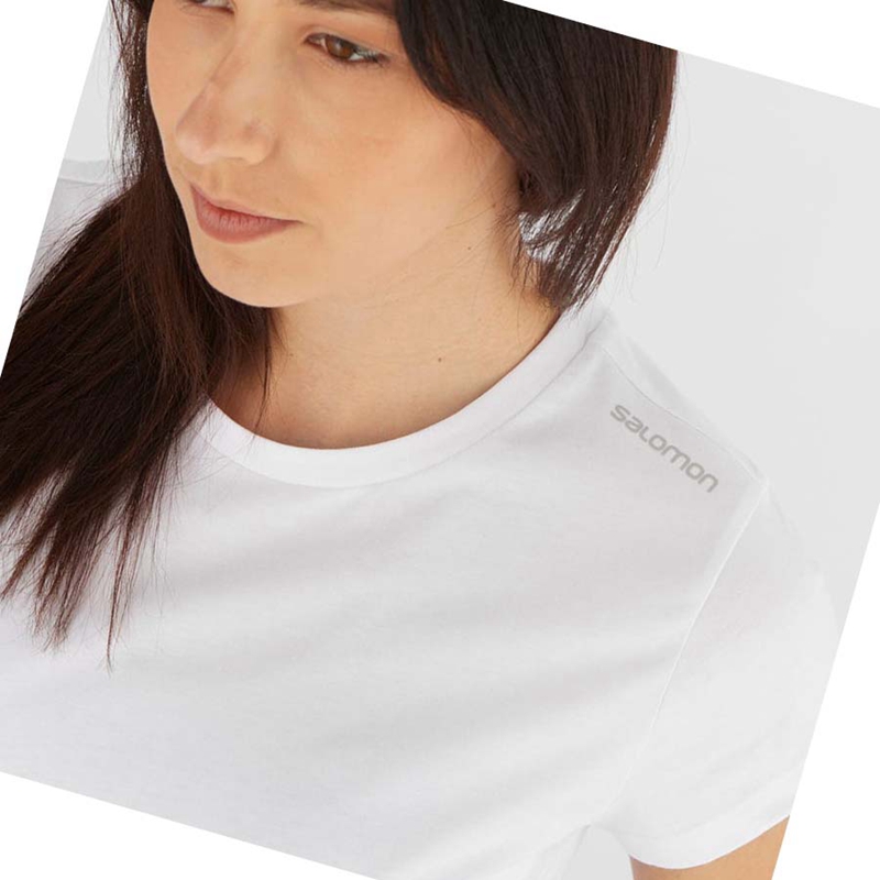 Women's Salomon OUTLIFE SCOOP HEM TEE W T Shirts White | 10763-YURZ