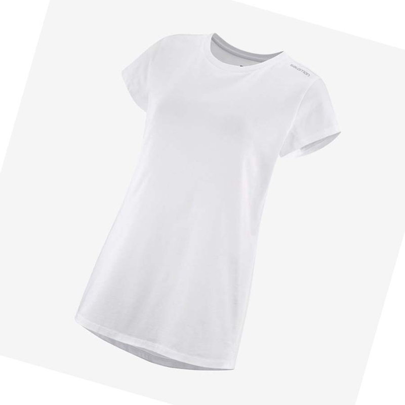 Women\'s Salomon OUTLIFE SCOOP HEM TEE W T Shirts White | 10763-YURZ