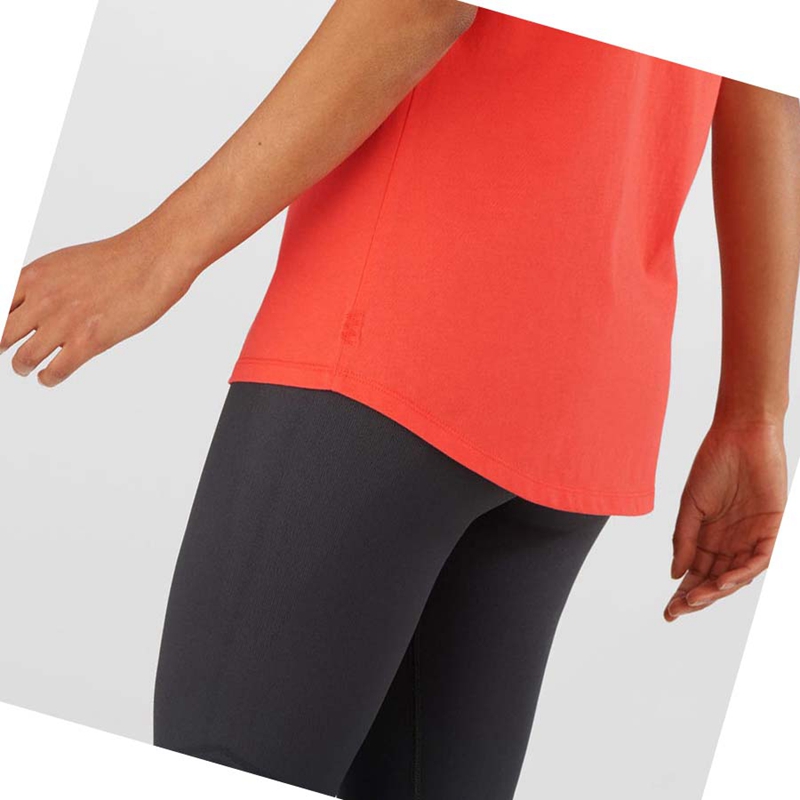 Women's Salomon OUTLIFE SCOOP HEM TEE W T Shirts Orange | 35297-DKEH