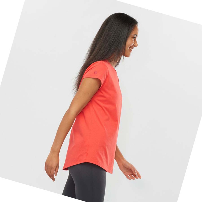 Women's Salomon OUTLIFE SCOOP HEM TEE W T Shirts Orange | 35297-DKEH