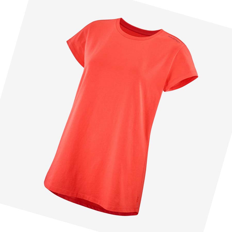 Women\'s Salomon OUTLIFE SCOOP HEM TEE W T Shirts Orange | 35297-DKEH