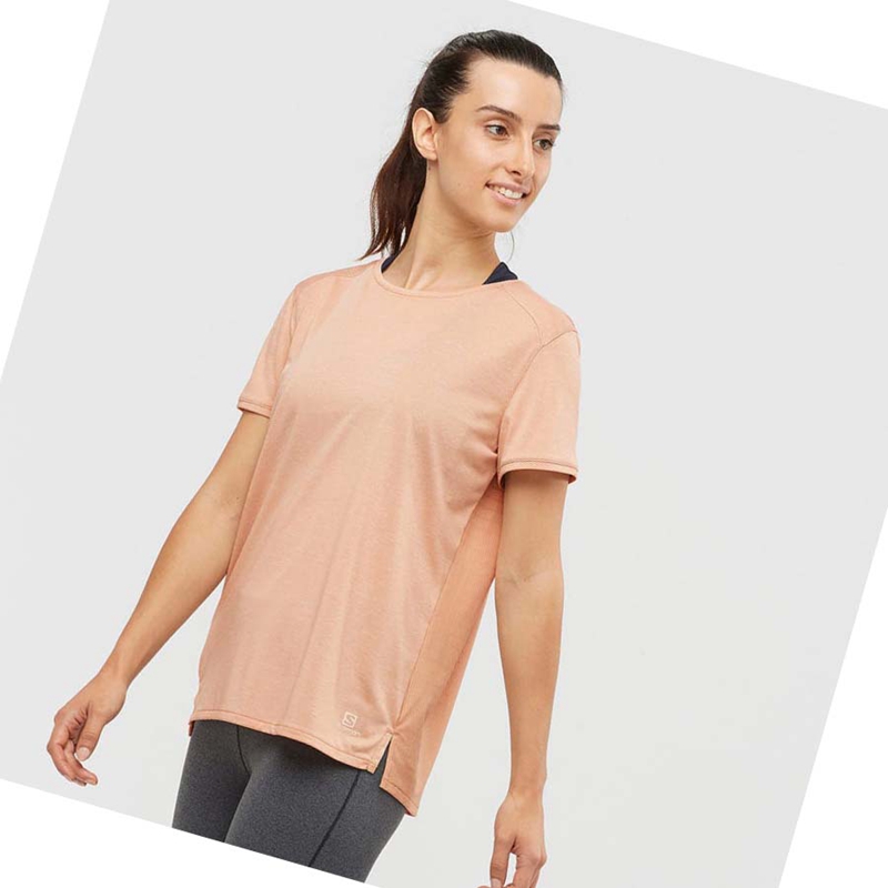 Women's Salomon OUTLINE SUMMER T Shirts Beige | 09154-IYLE