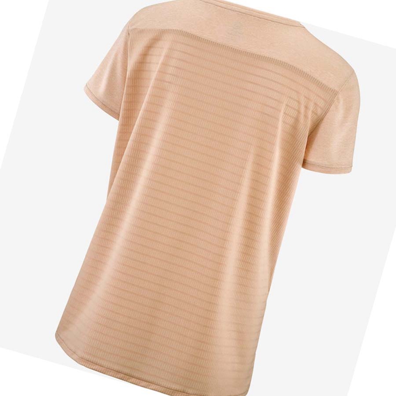 Women's Salomon OUTLINE SUMMER T Shirts Beige | 09154-IYLE