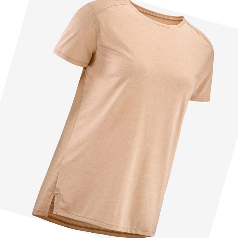 Women's Salomon OUTLINE SUMMER T Shirts Beige | 09154-IYLE