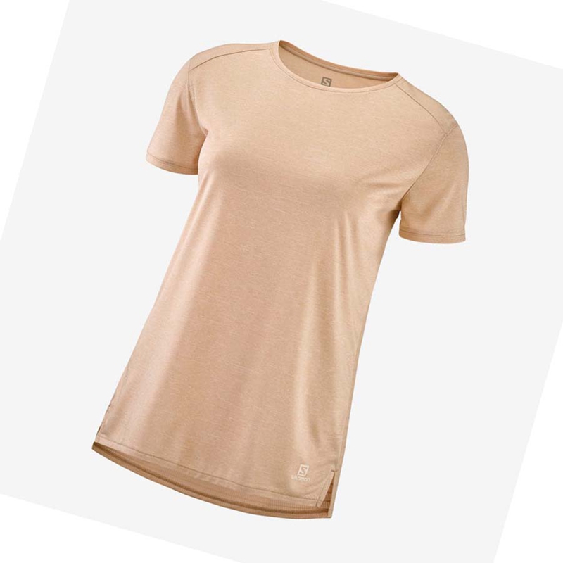 Women\'s Salomon OUTLINE SUMMER T Shirts Beige | 09154-IYLE