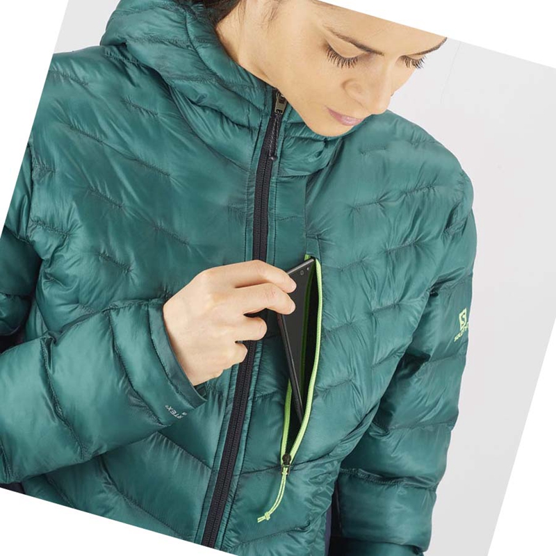 Women's Salomon OUTPEAK PRIMALOFT INSULATED Jackets Green | 96350-AZPL